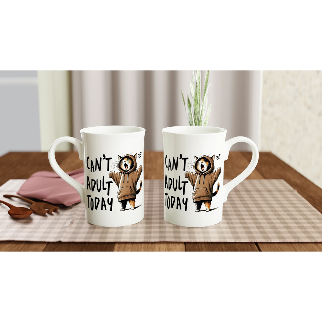 Personalise - Can't Adult Today - White 10oz Porcelain Slim Mug Personalised Porcelain Mug animal Globally Fulfilled