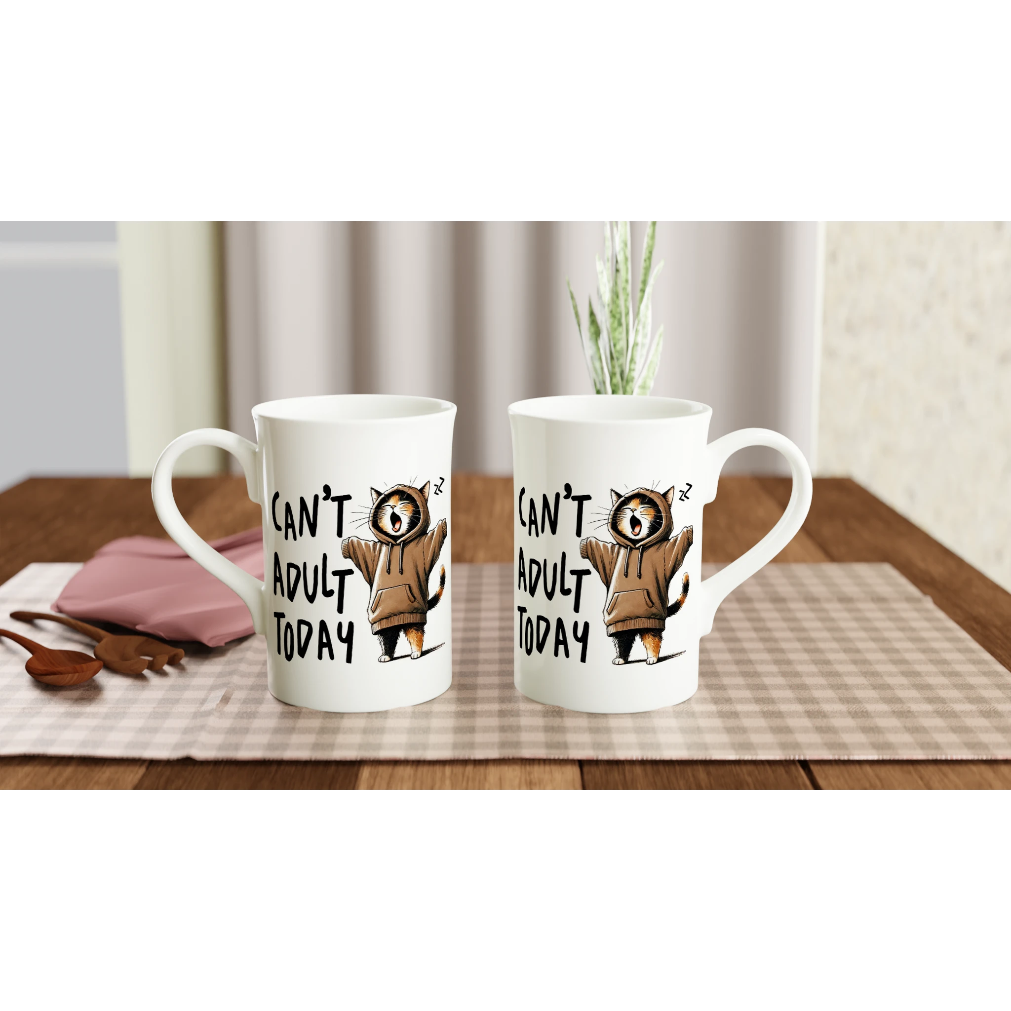 Personalise - Can't Adult Today - White 10oz Porcelain Slim Mug Personalised Porcelain Mug animal Globally Fulfilled
