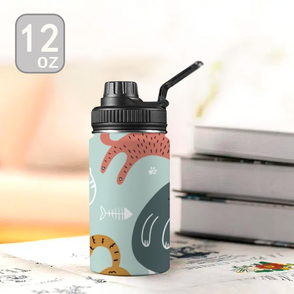 Cat Stretch - Kids Water Bottle with Chug Lid (12 oz) Kids Water Bottle with Chug Lid animal Printed Offshore