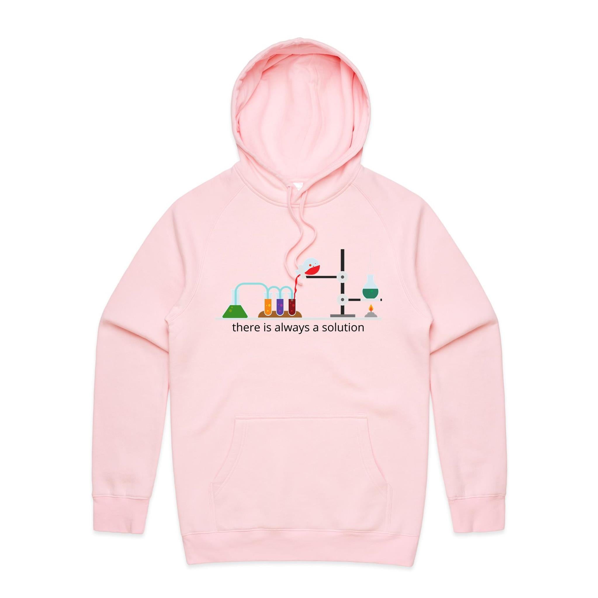 Science Lab, There Is Always A Solution - Mens Hoodie Pink Mens Hoodie Printed In Australia Science