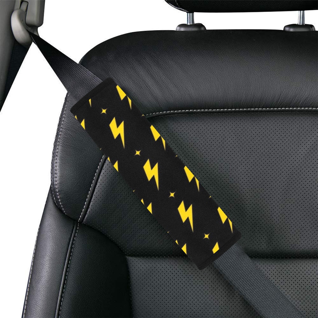 Yellow Lightning Car Seat Belt Cover 7''x10'' (Pack of 2) Car Seat Belt Cover 7x10 (Pack of 2) comic Printed Offshore