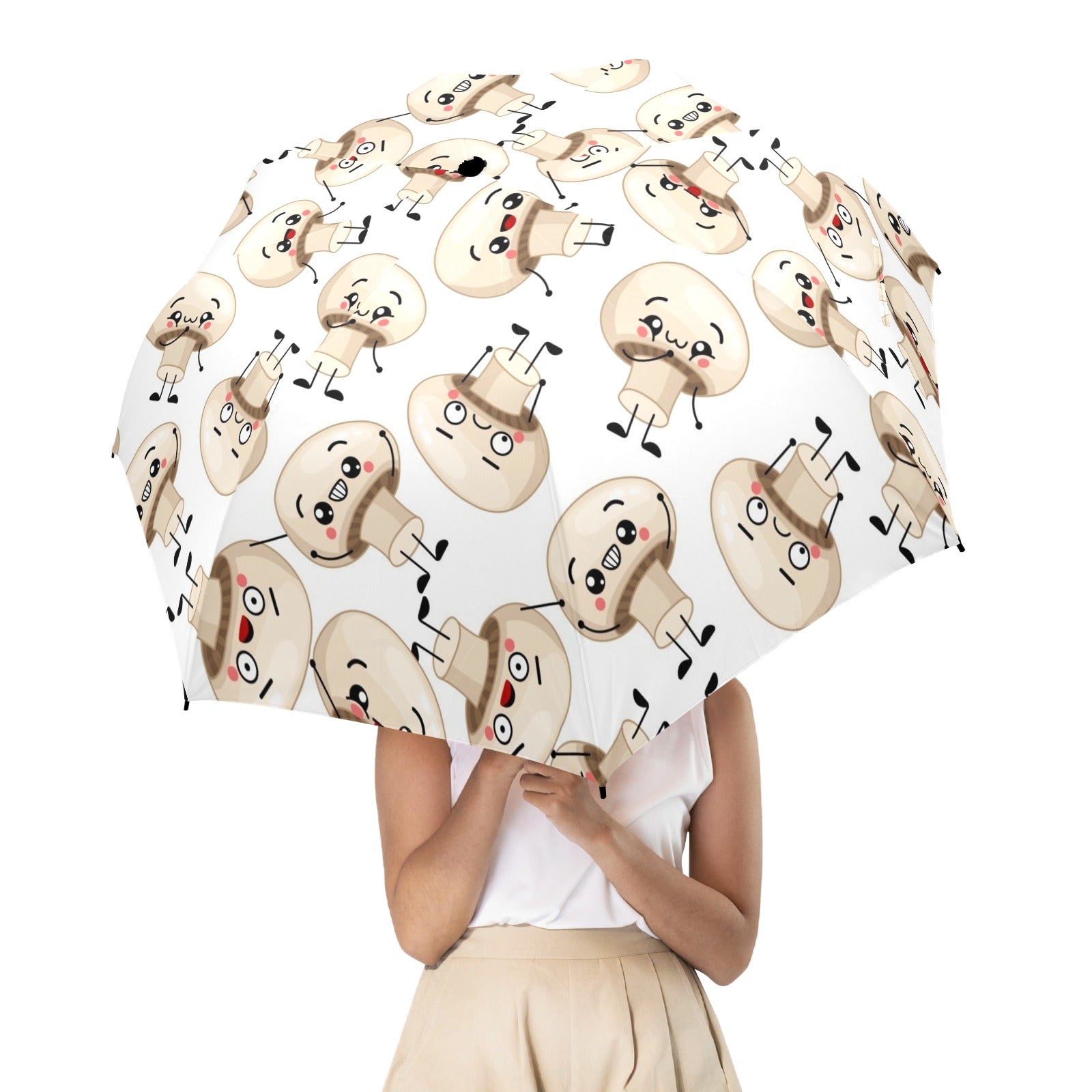 Cute Mushrooms - Semi-Automatic Foldable Umbrella (Model U12) Semi-Automatic Foldable Umbrella (U12)