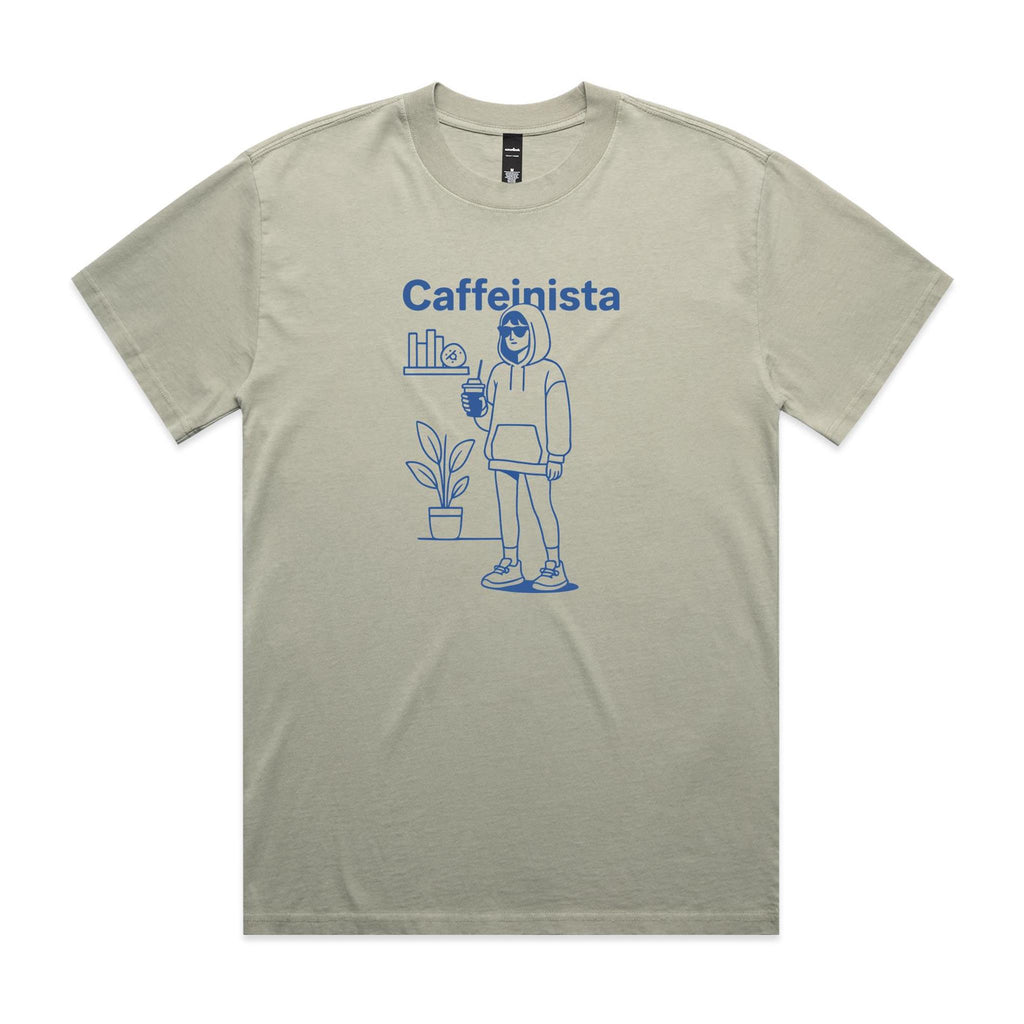 Caffeinista, Caffeine AS Colour Heavy Faded Tee Unisex Faded eucalyptus Heavy Faded T-shirt Coffee Printed In Australia