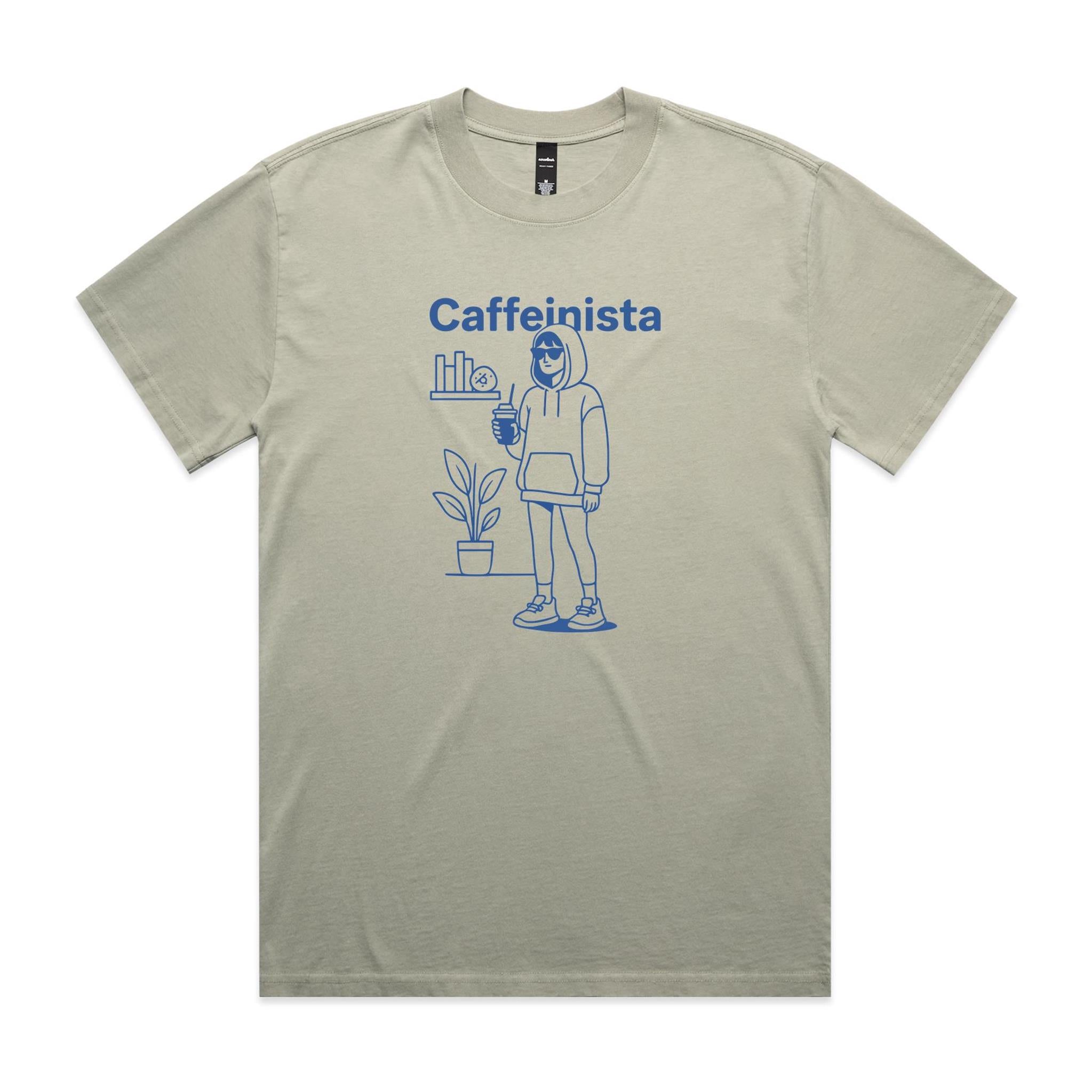 Caffeinista, Caffeine AS Colour Heavy Faded Tee Unisex Faded eucalyptus Heavy Faded T-shirt Coffee Printed In Australia