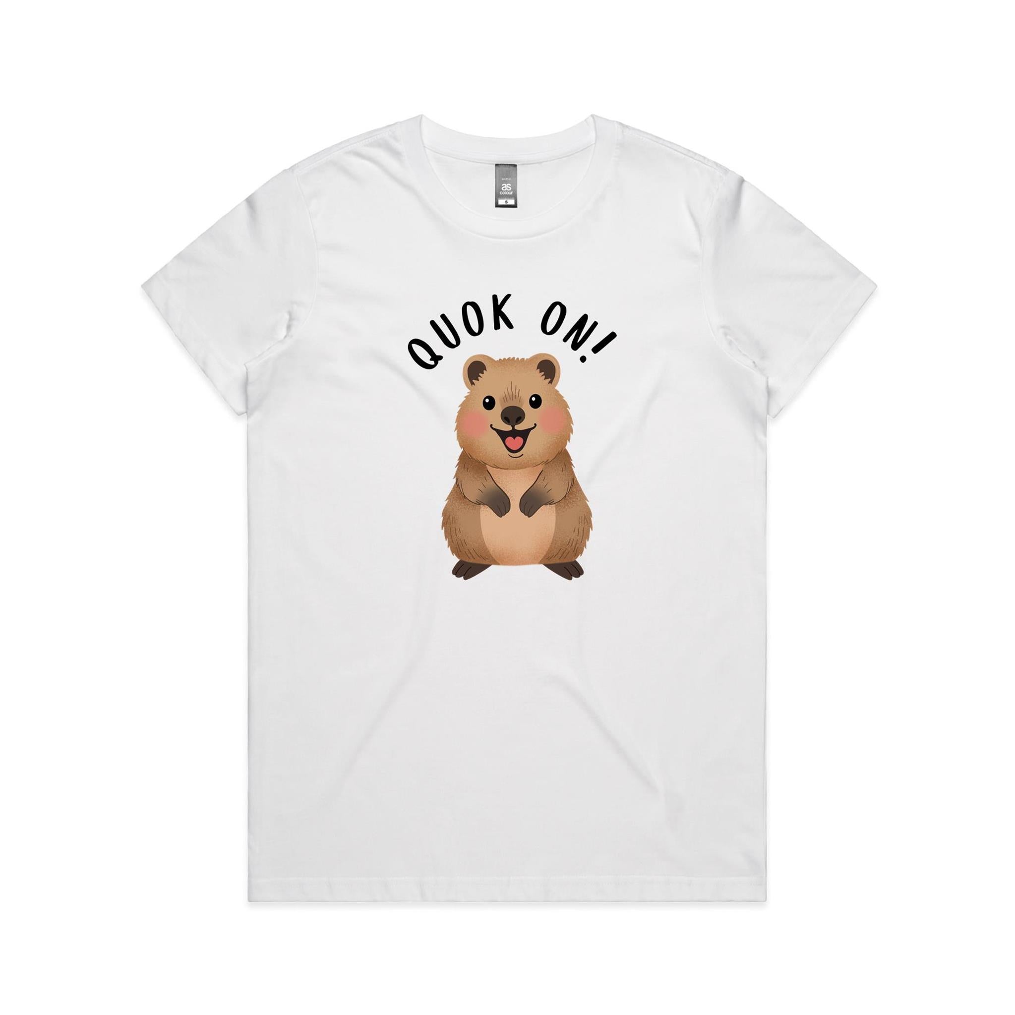 Quokka, Quok On Women's AS Colour T-shirt White Womens T-shirt animal Printed In Australia