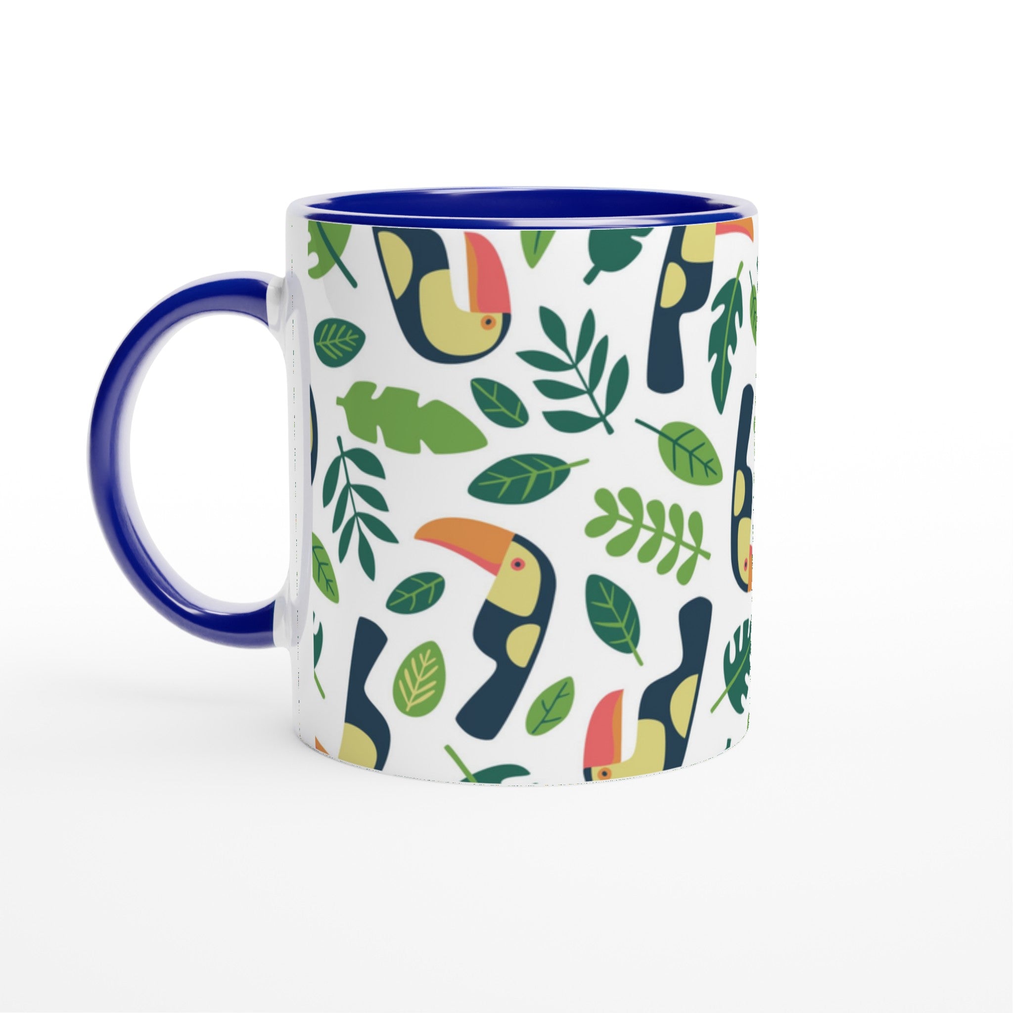 Toucans - White 11oz Ceramic Mug with Colour Inside Ceramic Blue Colour 11oz Mug Globally Fulfilled