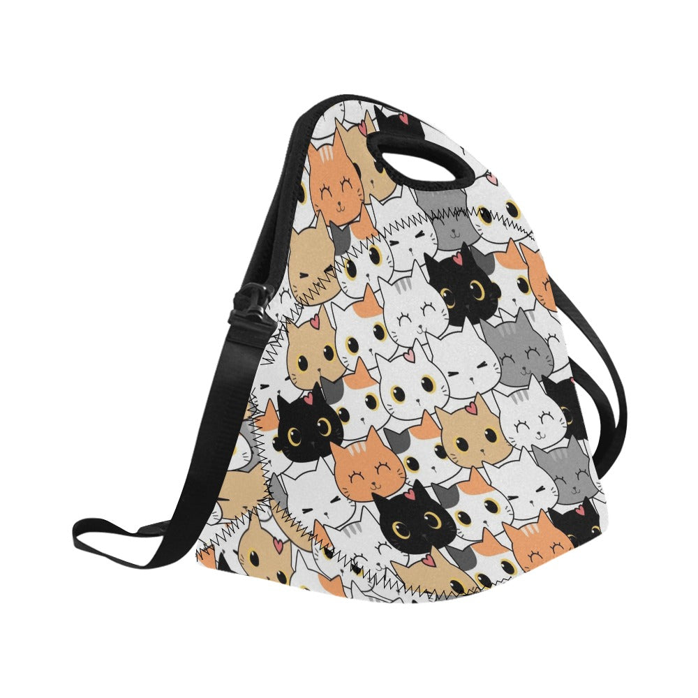 Cute Cartoon Cats - Neoprene Lunch Bag Neoprene Lunch Bag Printed Offshore