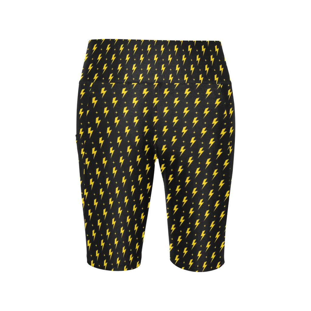 Yellow Lightning Women's Bike Shorts With Side Pockets Women's Bike Shorts comic Printed Offshore