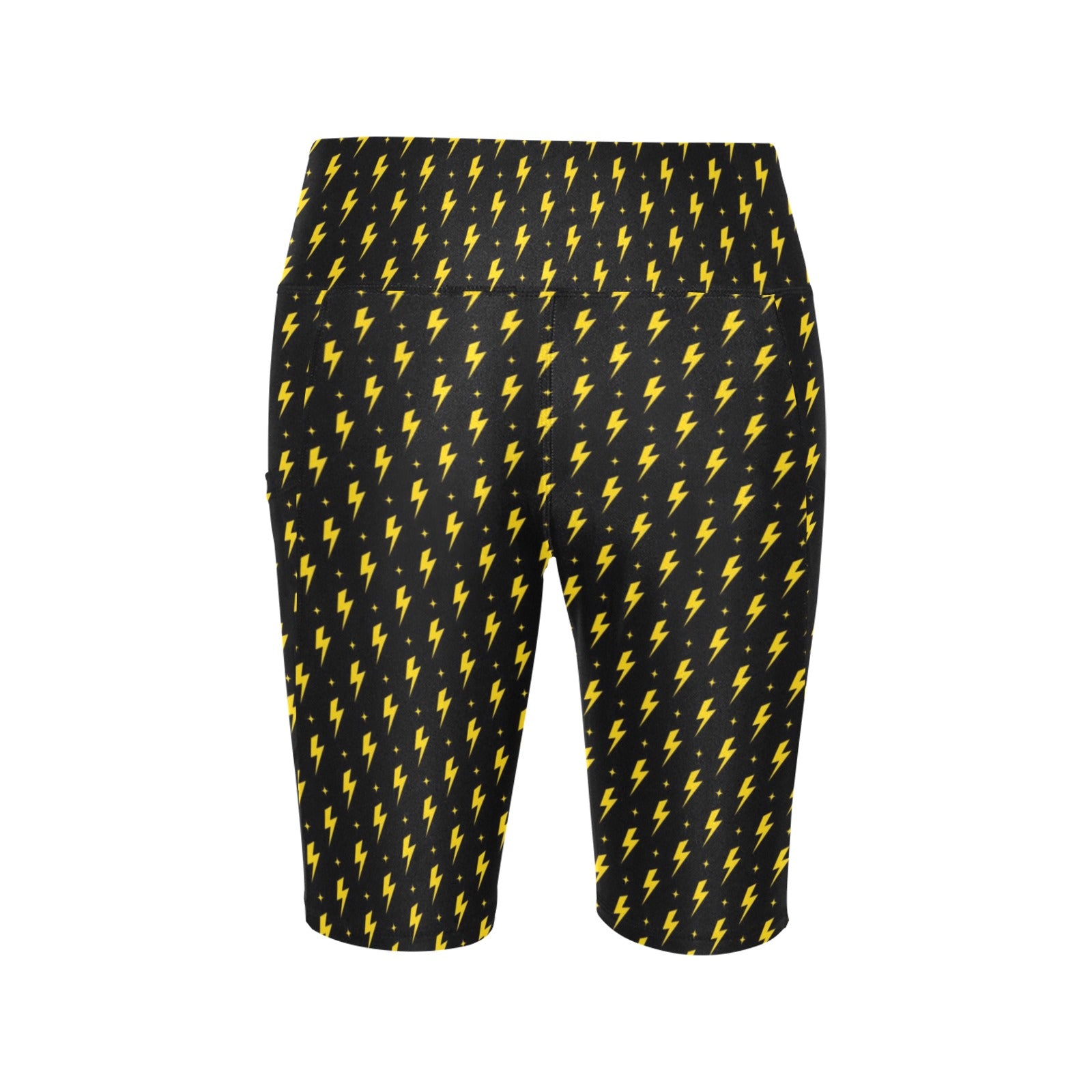 Yellow Lightning Women's Bike Shorts With Side Pockets Women's Bike Shorts comic Printed Offshore