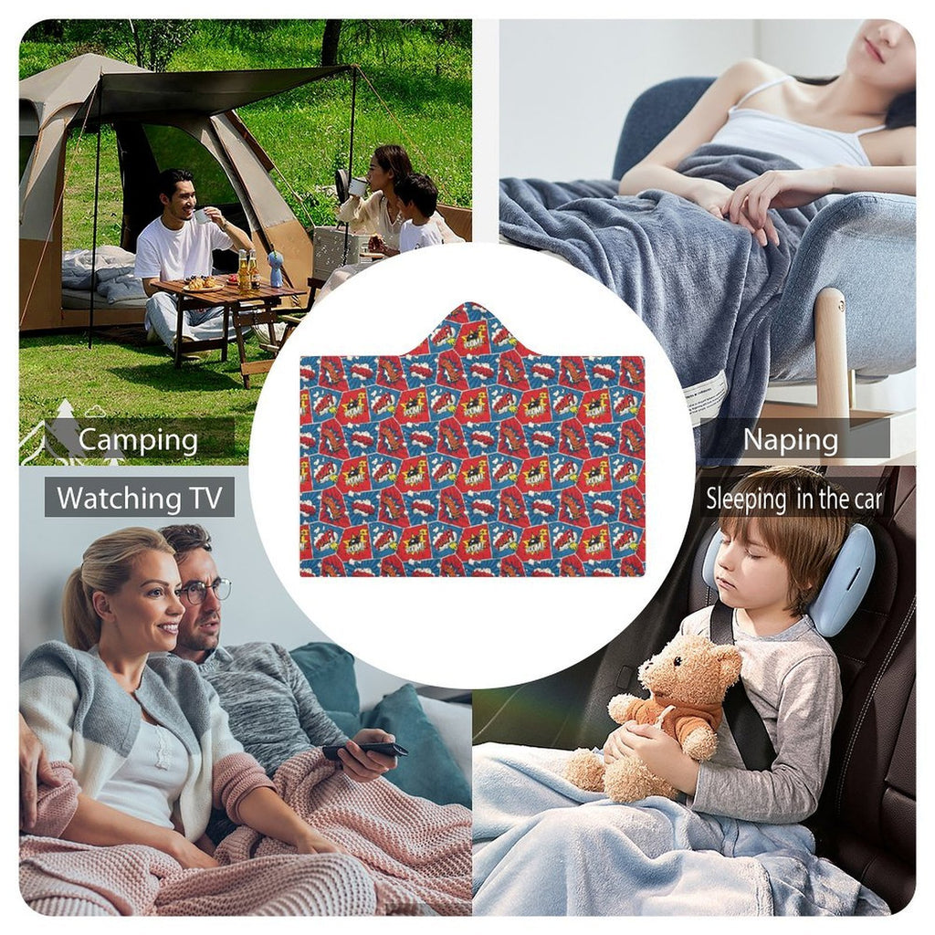 Comic Book Cells Kids Hooded Blanket 100cm x 130cm Kids Hooded Blanket comic Printed Offshore