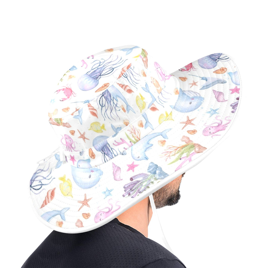 Under The Sea Wide Brim Bucket Hat Wide Brim Bucket Hat animal Ocean Printed Offshore