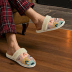 Lots Of Dogs Men's Fur Trim Thick-Sole Indoor Slippers Men's Fur Trimmed Slippers animal Printed Offshore