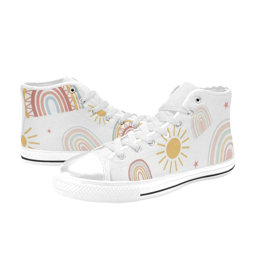 Pastel Rainbows - Kids High Top Canvas Shoes