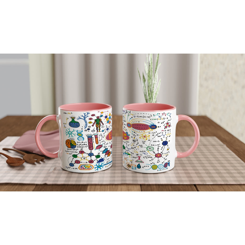 Science Time - White 11oz Ceramic Mug with Colour Inside Ceramic Pink Colour 11oz Mug Globally Fulfilled Science