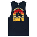 Drummer Dad, Like A Regular Dad But Cooler Mens Men's AS Colour Drop Arm Tank Top Navy Drop Arm Tank Top Dad Music Printed In Australia