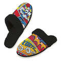 Comic Book Men's Fur Trim Thick-Sole Indoor Slippers 2XL Men's Fur Trimmed Slippers comic Printed Offshore
