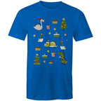 Cute Dinosaur Christmas - Mens T-Shirt Bright Royal Mens Christmas T-shirt Christmas Printed In Australia