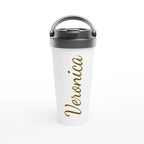 Personalise - Name In Script - White 15oz Stainless Steel Travel Mug Default Title Personalised Travel Mug customise Globally Fulfilled Name personalise