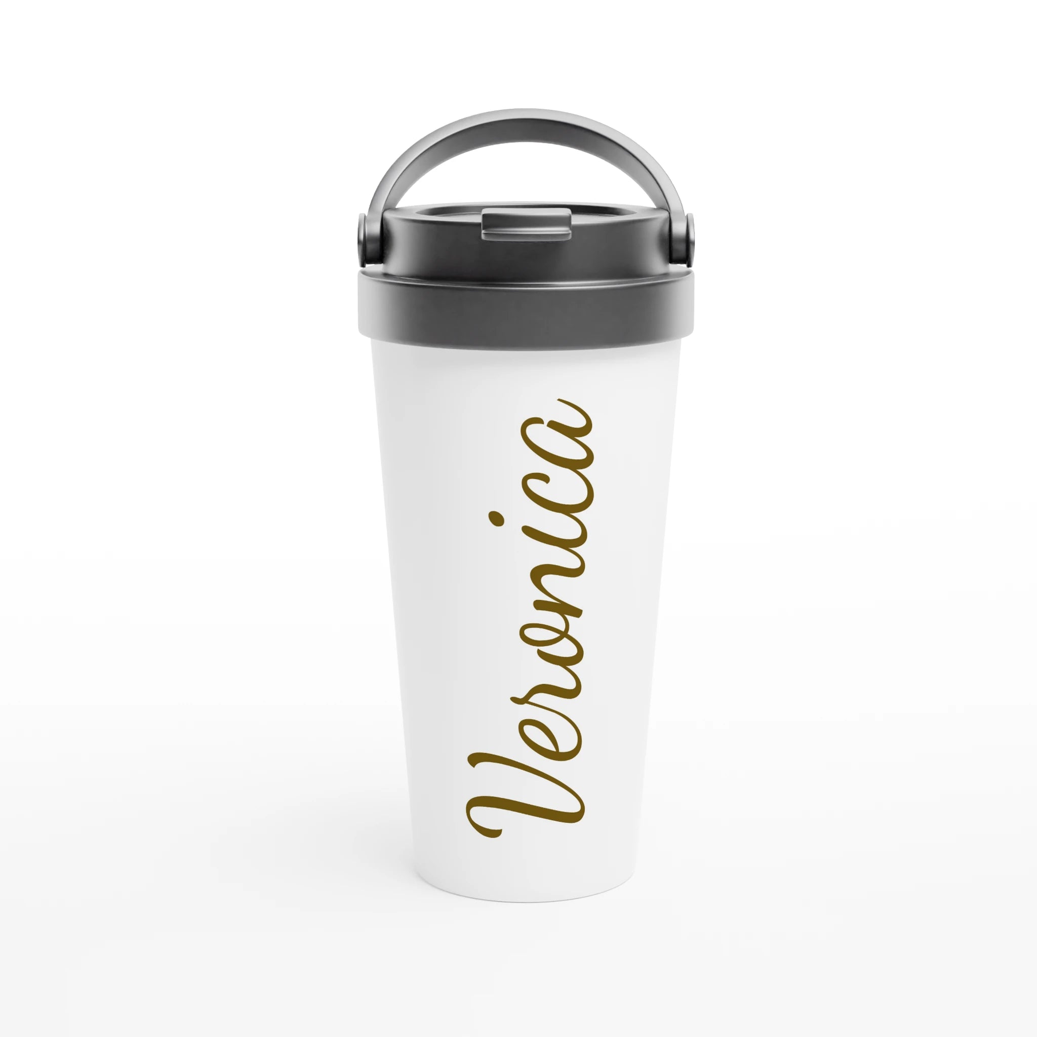 Personalise - Name In Script - White 15oz Stainless Steel Travel Mug Default Title Personalised Travel Mug customise Globally Fulfilled Name personalise