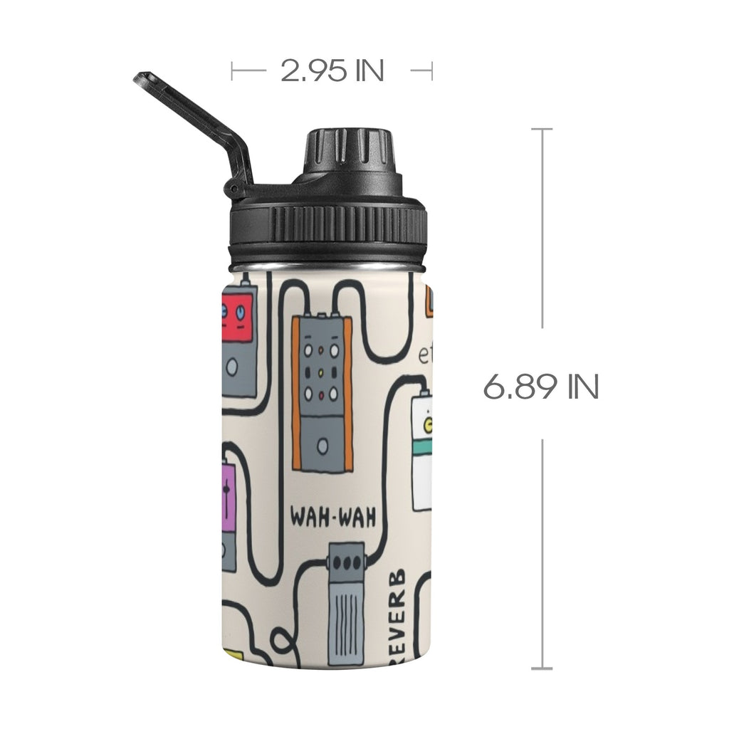 Guitar Pedals Kids Water Bottle with Chug Lid (12 oz) One Size Kids Water Bottle with Chug Lid Music Printed Offshore