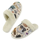 All The Coffee Men's Fur Trim Thick-Sole Indoor Slippers 2XL Men's Fur Trimmed Slippers Coffee Printed Offshore