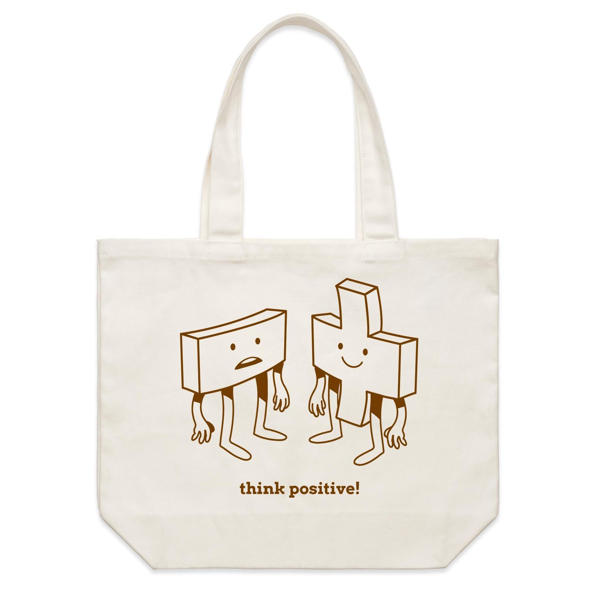Think Positive, Maths Symbols - Shoulder Canvas Tote Bag Default Title Large Tote Bag Maths Positivity Printed In Australia