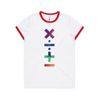 Maths Symbols - Women's Ringer Tee White Red