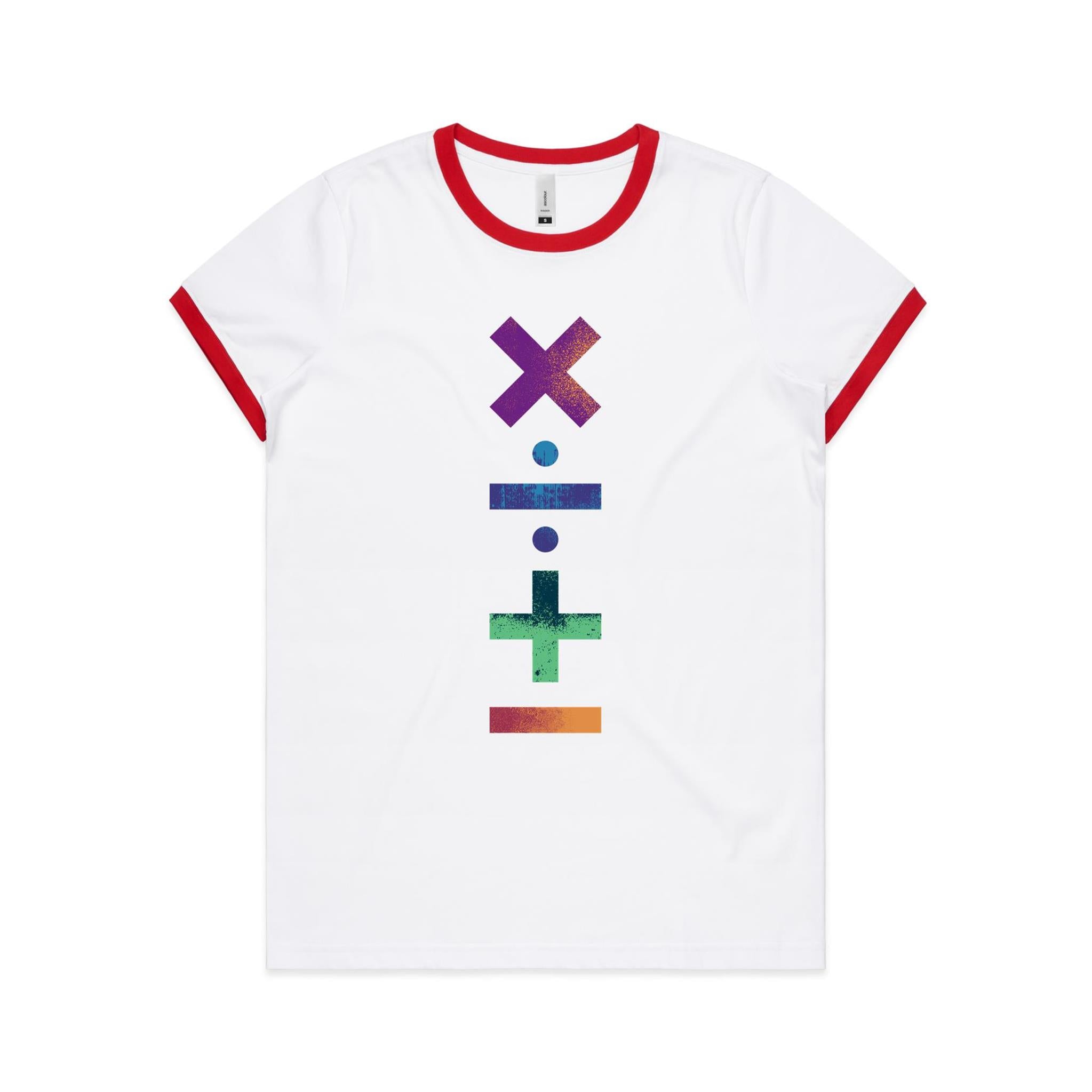 Maths Symbols - Women's Ringer Tee White Red