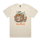 Stay Weird, Guitar Playing Frog On A Snail AS Colour Heavy Faded Tee Unisex Faded ecru Heavy Faded T-shirt animal Music Printed In Australia