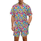 Graphic 80's Men's Hawaiian Shirt & Shorts Set Men's Hawaiian Shirt & Shorts Set Printed Offshore Retro
