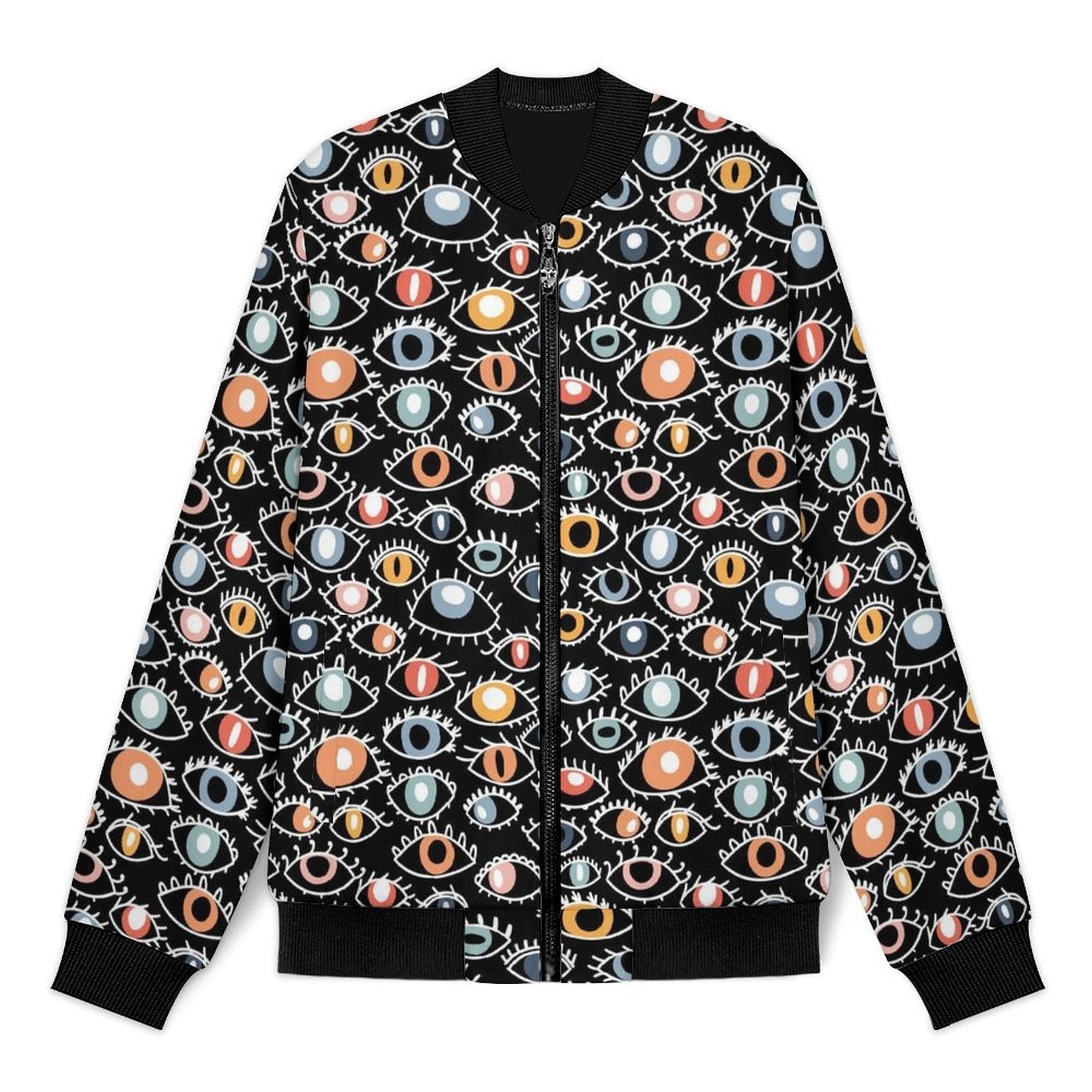 Eyes On Black Men's Casual Zip‑Up Bomber Jacket