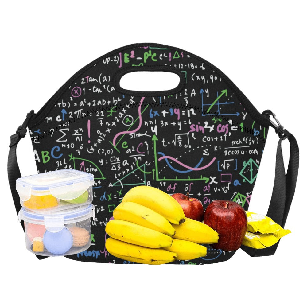 Equations In Green And Pink - Neoprene Lunch Bag Neoprene Lunch Bag Printed Offshore