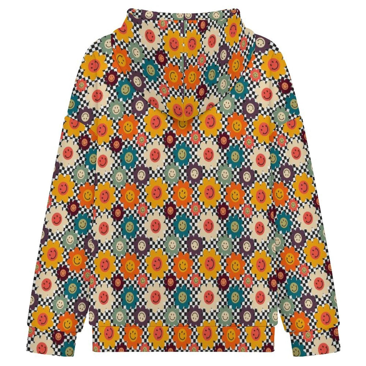 Happy Retro Flowers Women's Full-Zip Hoodie