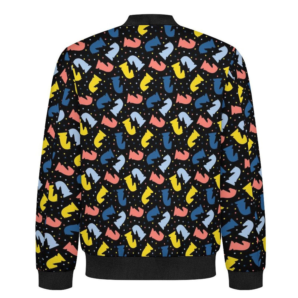 Colourful Chess Men's Casual Zip‑Up Bomber Jacket