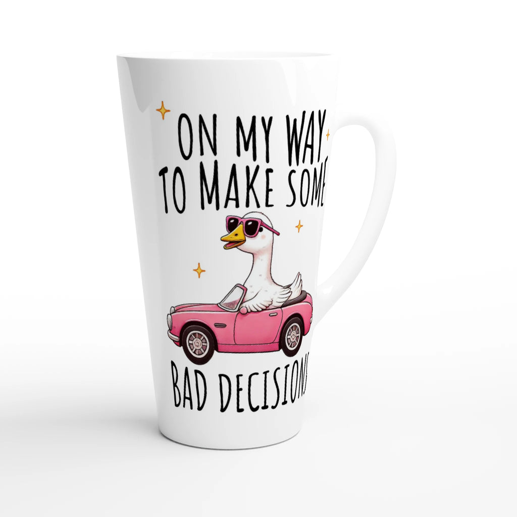 On My Way To Make Some Bad Decisions - White Latte 17oz Ceramic Mug Latte Mug animal Globally Fulfilled