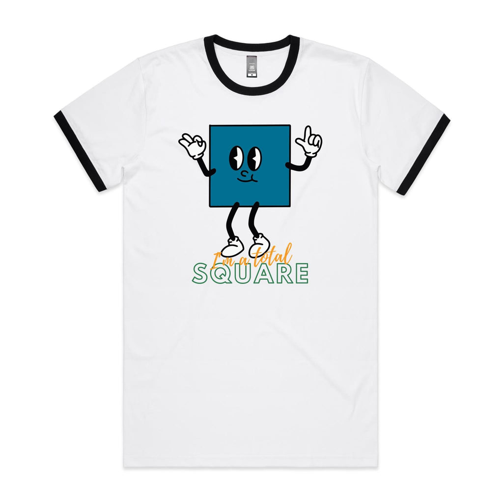 I'm A Total Square, Maths - Staple Ringer Tee White Black Ringer T-Shirt Maths Printed In Australia