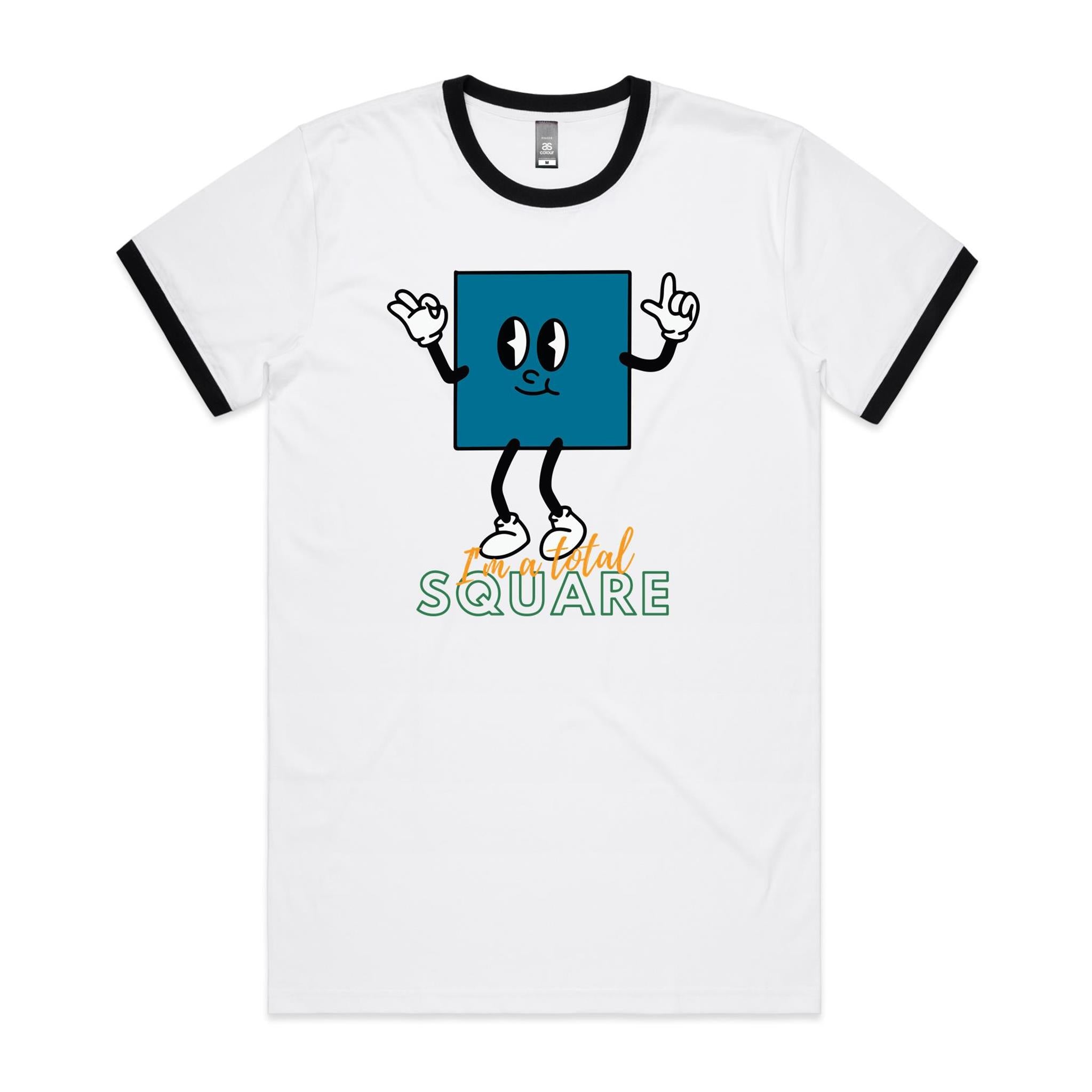 I'm A Total Square, Maths - Staple Ringer Tee White Black Ringer T-Shirt Maths Printed In Australia