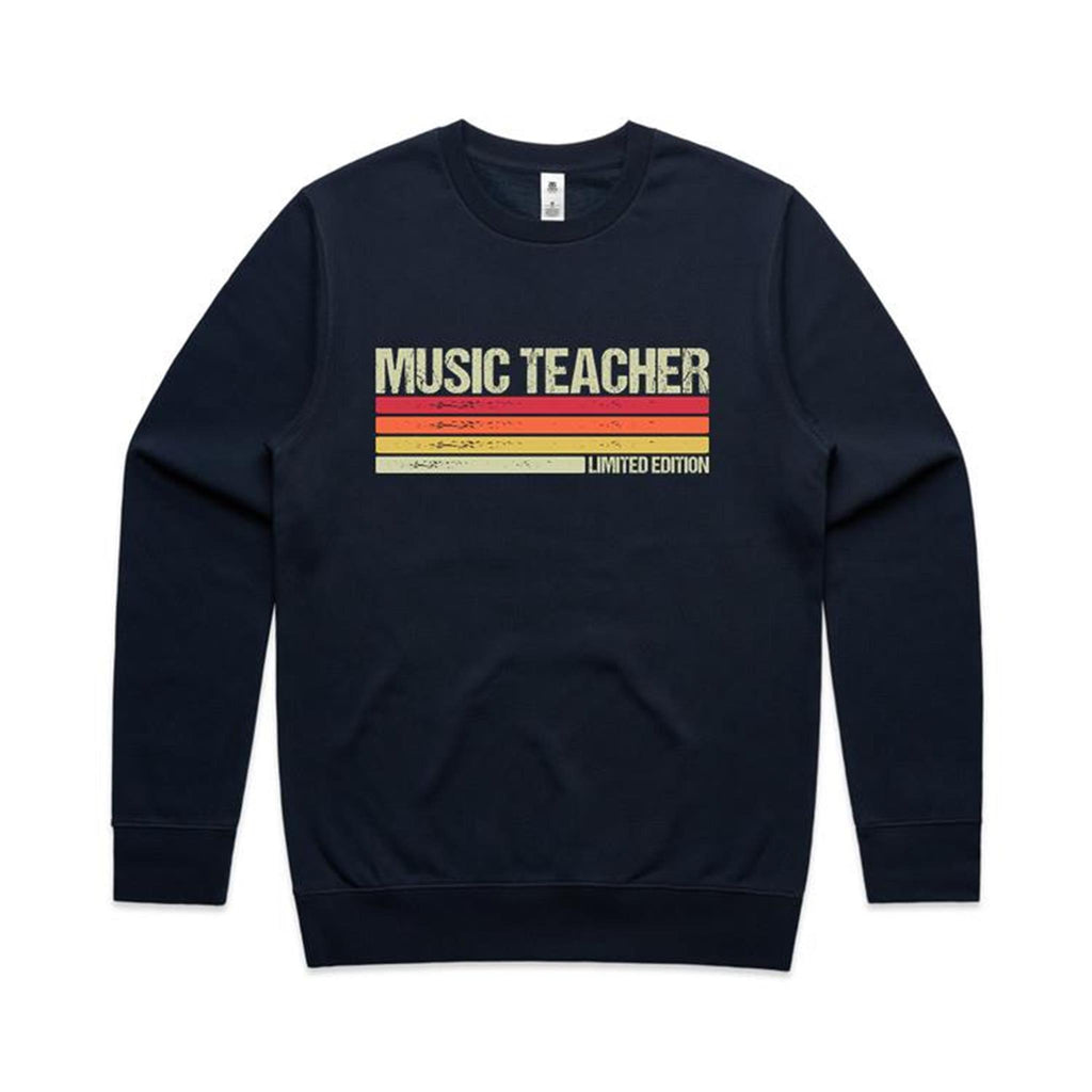 Music Teacher - AS Colour Stencil Crew Sweatshirt Navy Sweatshirt Music Printed In Australia Teacher