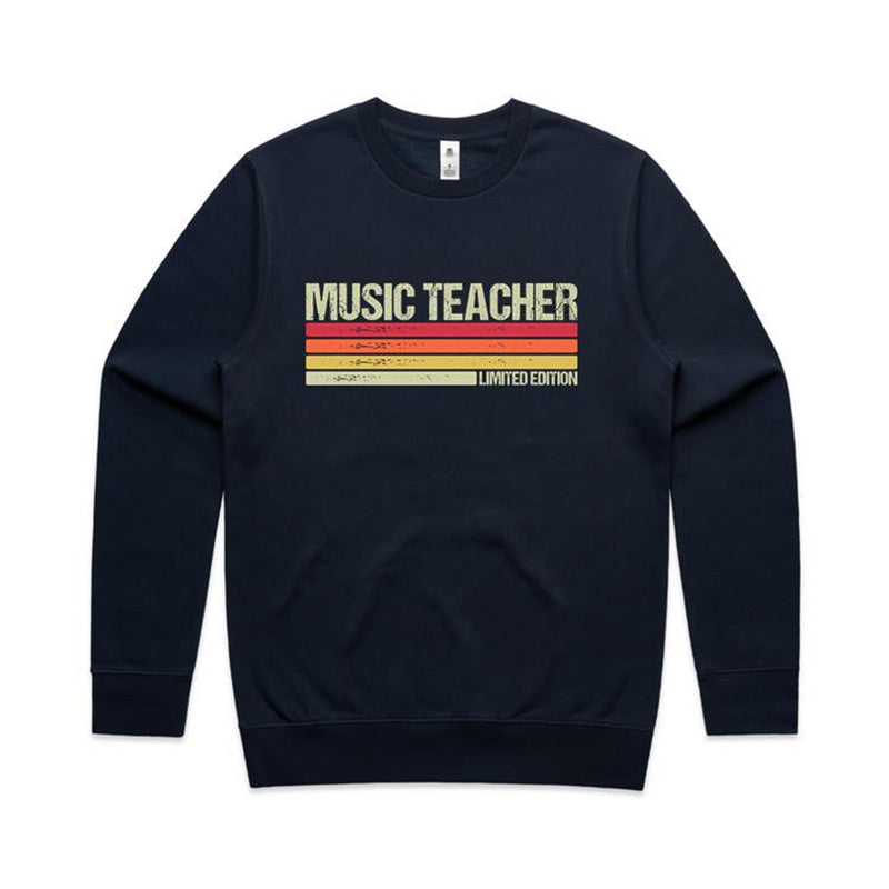 Music Teacher - AS Colour Stencil Crew Sweatshirt Navy Sweatshirt Music Printed In Australia Teacher