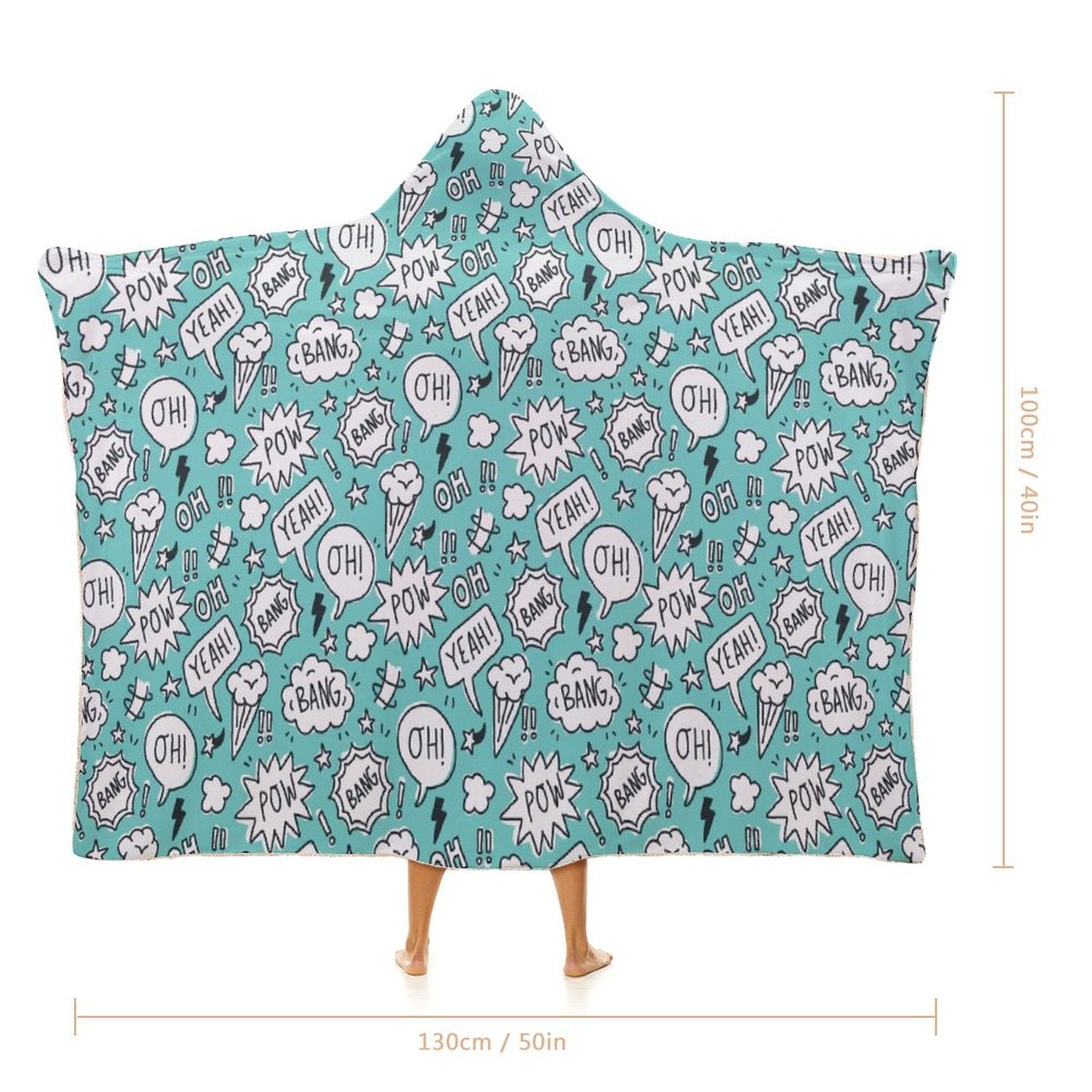 Comic Book Speech Bubbles Kids Hooded Blanket 100cm × 130cm Kids Hooded Blanket comic Printed Offshore