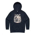 Alien And Bigfoot Play Guitar - Womens Hoodie Navy Womens Hoodie Music Printed In Australia Sci Fi