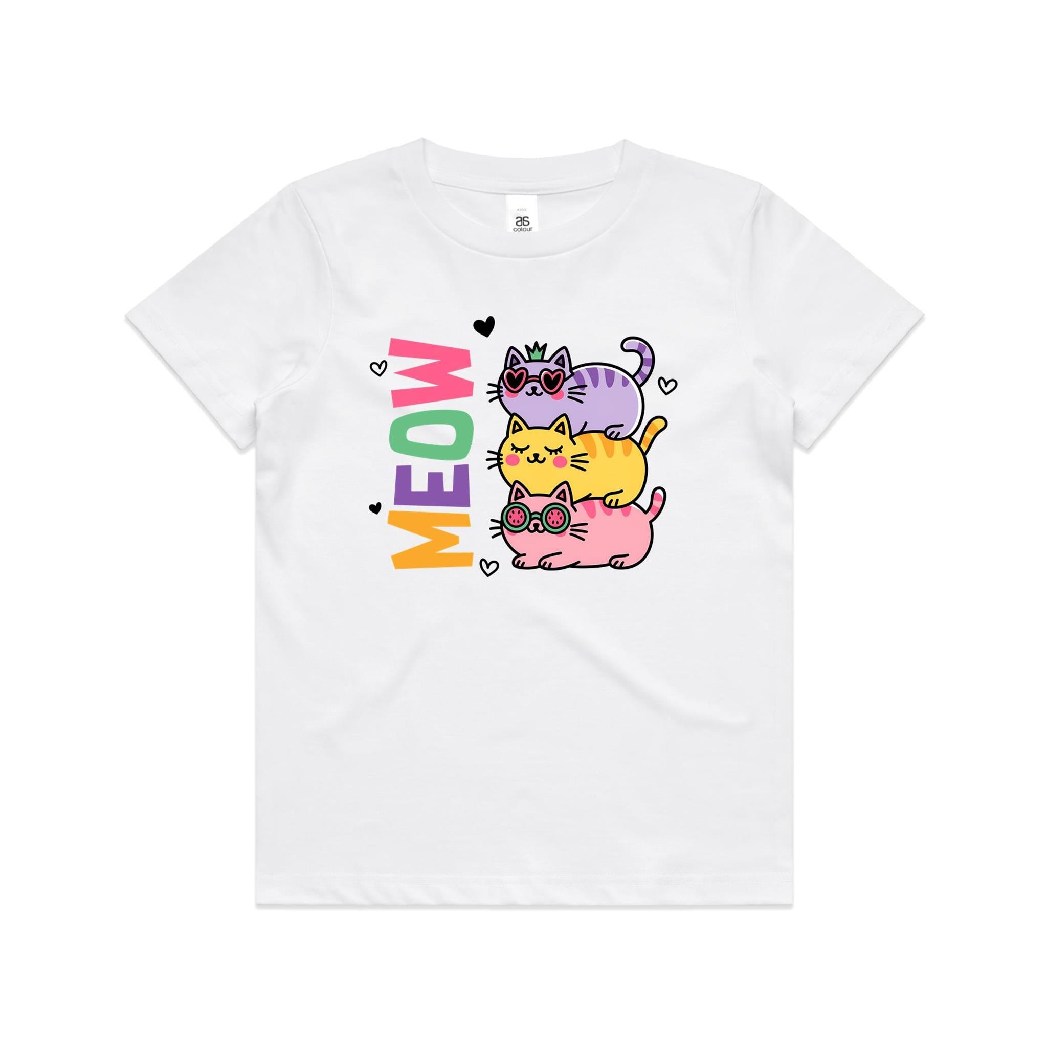 Meow, Colourful Cats - Kids Youth T-shirt