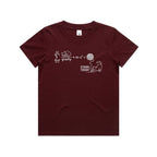 Cat String Theory Physics Kids AS Colour T-shirt Burgundy Kids Youth T-shirt animal Printed In Australia Science