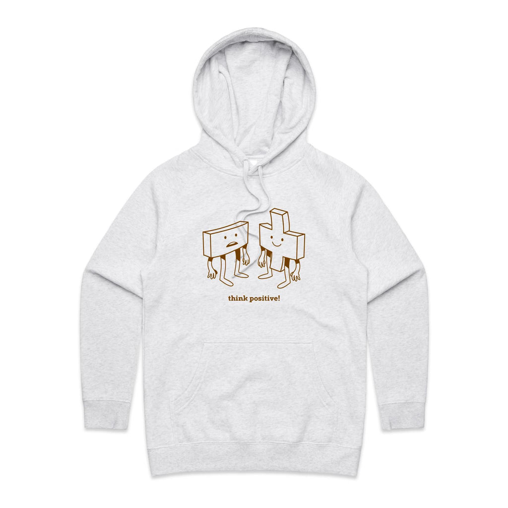 Think Positive, Maths - Womens Hoodie White Marle Womens Hoodie Maths Printed In Australia
