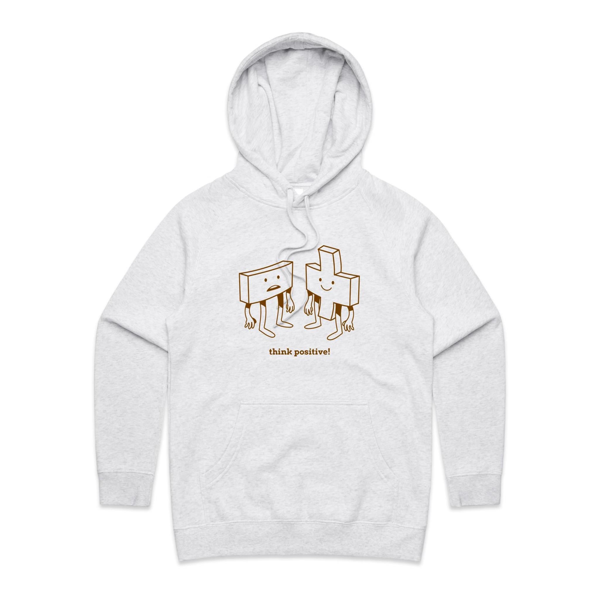 Think Positive, Maths - Womens Hoodie White Marle Womens Hoodie Maths Printed In Australia