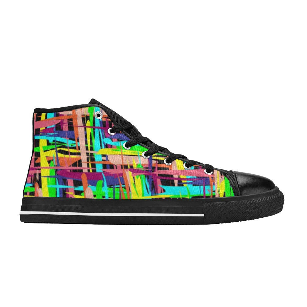 Painted Lines Kids High Top Canvas Shoes