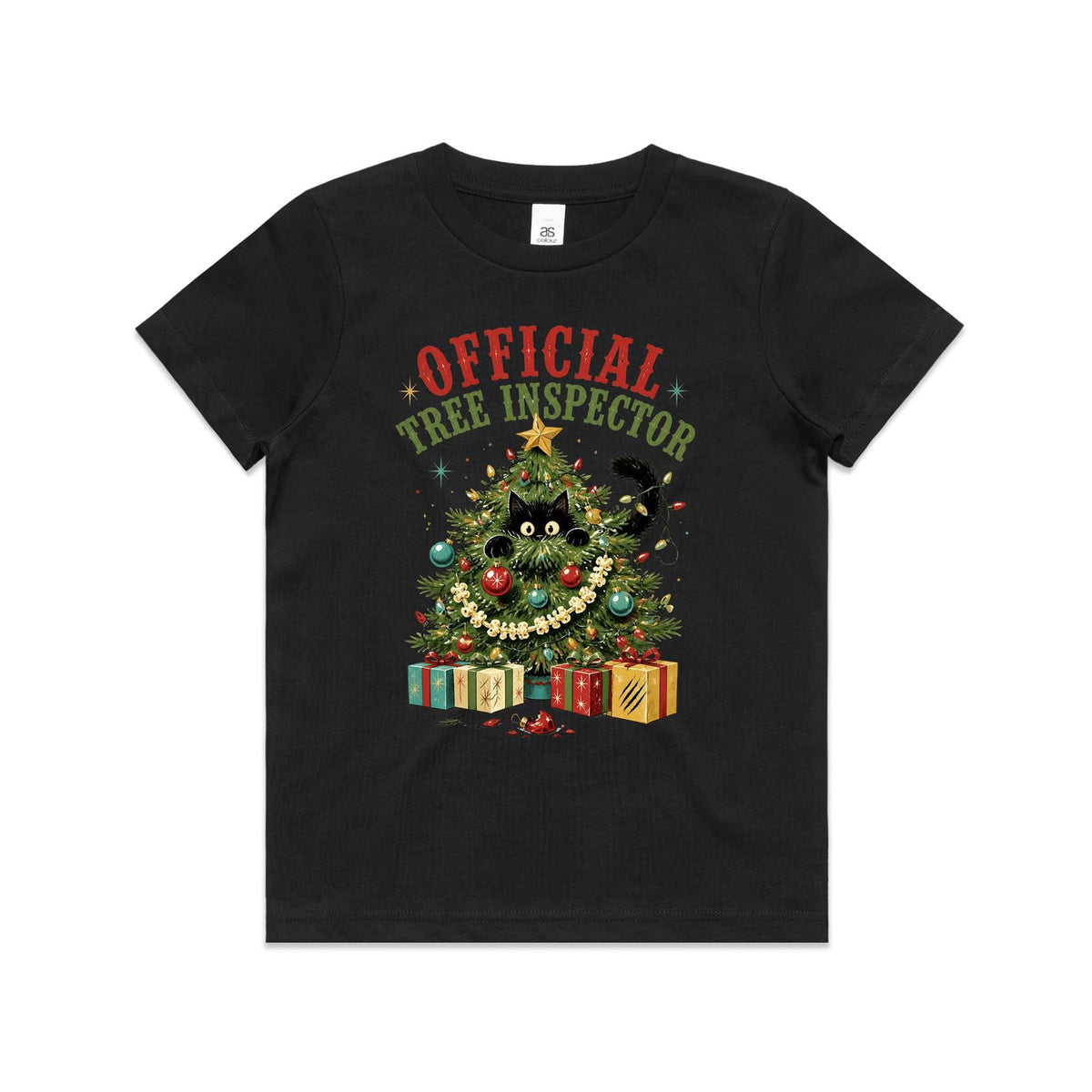 Official Tree Inspector Cat Kids Christmas T-shirt