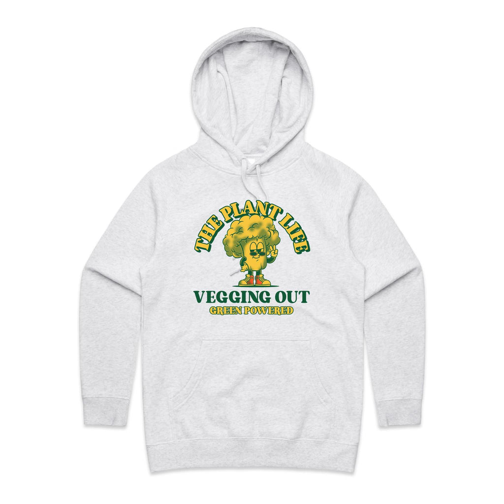 The Plant Life, Vegetarian - Womens Hoodie White Marle Womens Hoodie Food Printed In Australia
