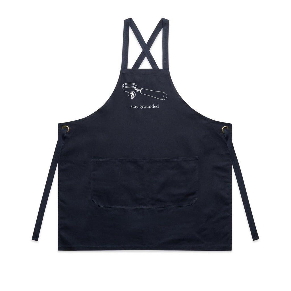 Stay Grounded, Coffee Portafilter AS Colour Carrie Apron Navy One Size Apron Coffee Printed In Australia
