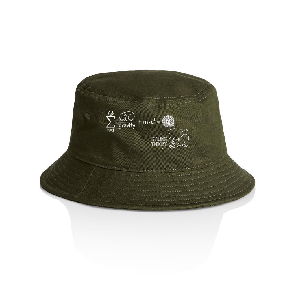 Cat String Theory Physics AS Colour Bucket Hat Army One Size As Colour Bucket Hat animal Printed In Australia Science